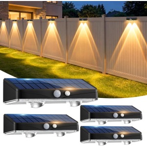 Kolpop solar fence wall lights outdoor 4 pack motion sensor 3 modes