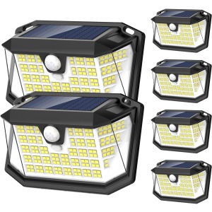 LANSOW 188 LED solar security wall lights outdoor 6 pack IP65